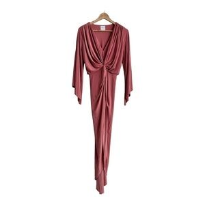 Misa Teget Pink Long Sleeve V Neck High Low Womens Size S Cocktail Evening
